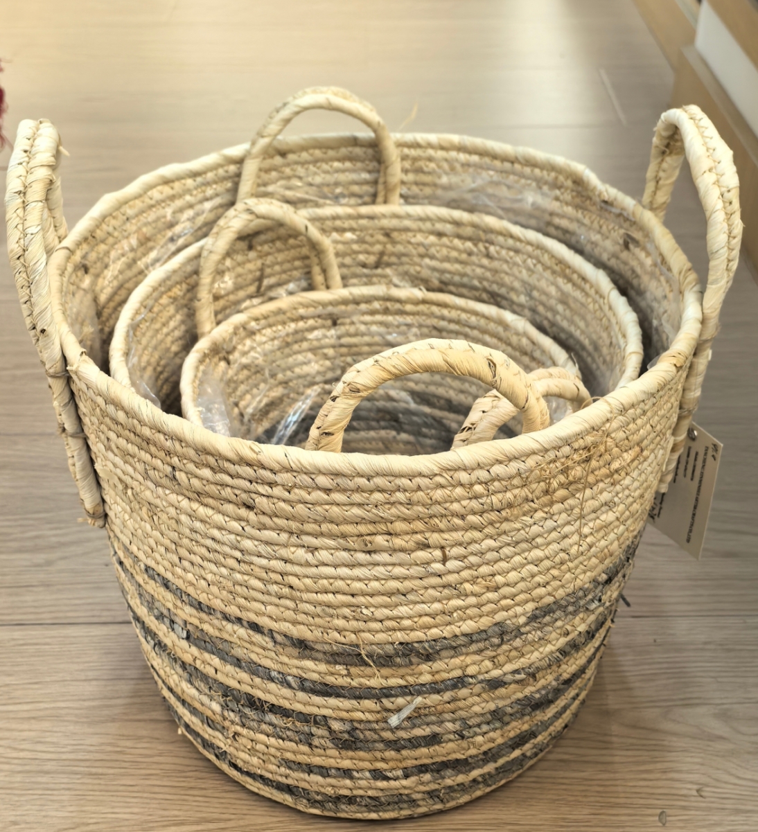 Seagrass baskets D30xH33, D25xH29, D20xH23 cm, 3 pcs